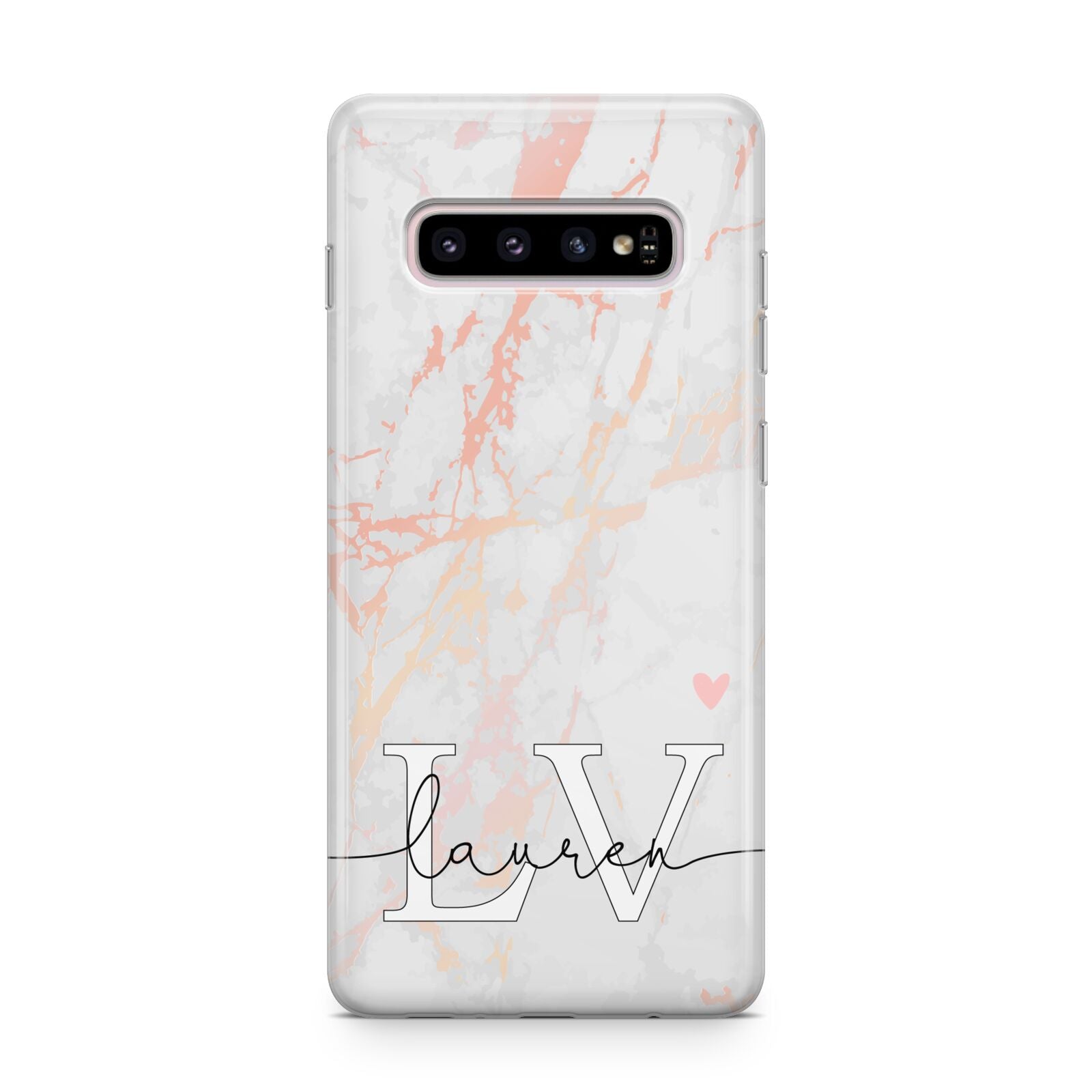 Personalised Initial Pink Marble Samsung Galaxy S10 Plus Case