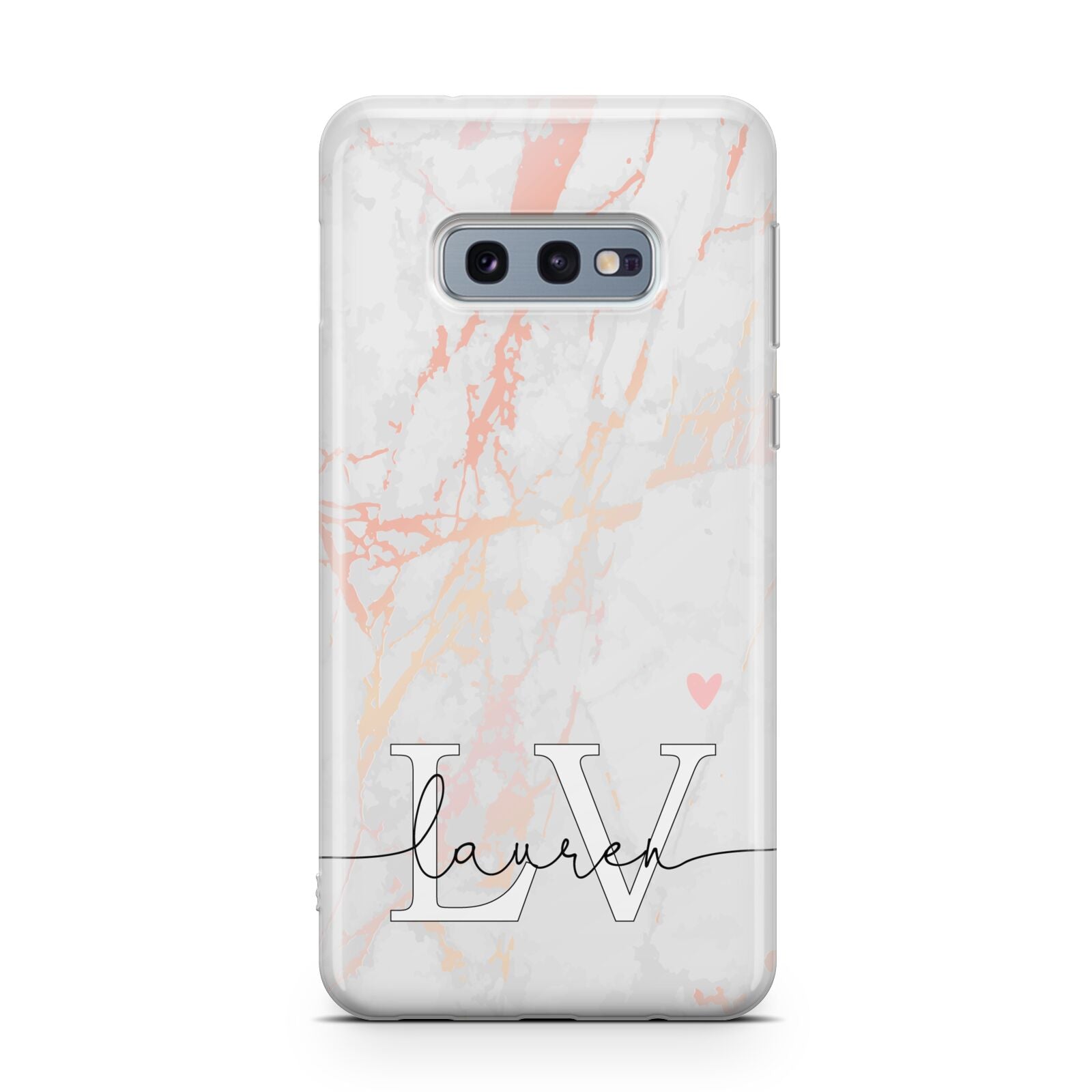 Personalised Initial Pink Marble Samsung Galaxy S10E Case