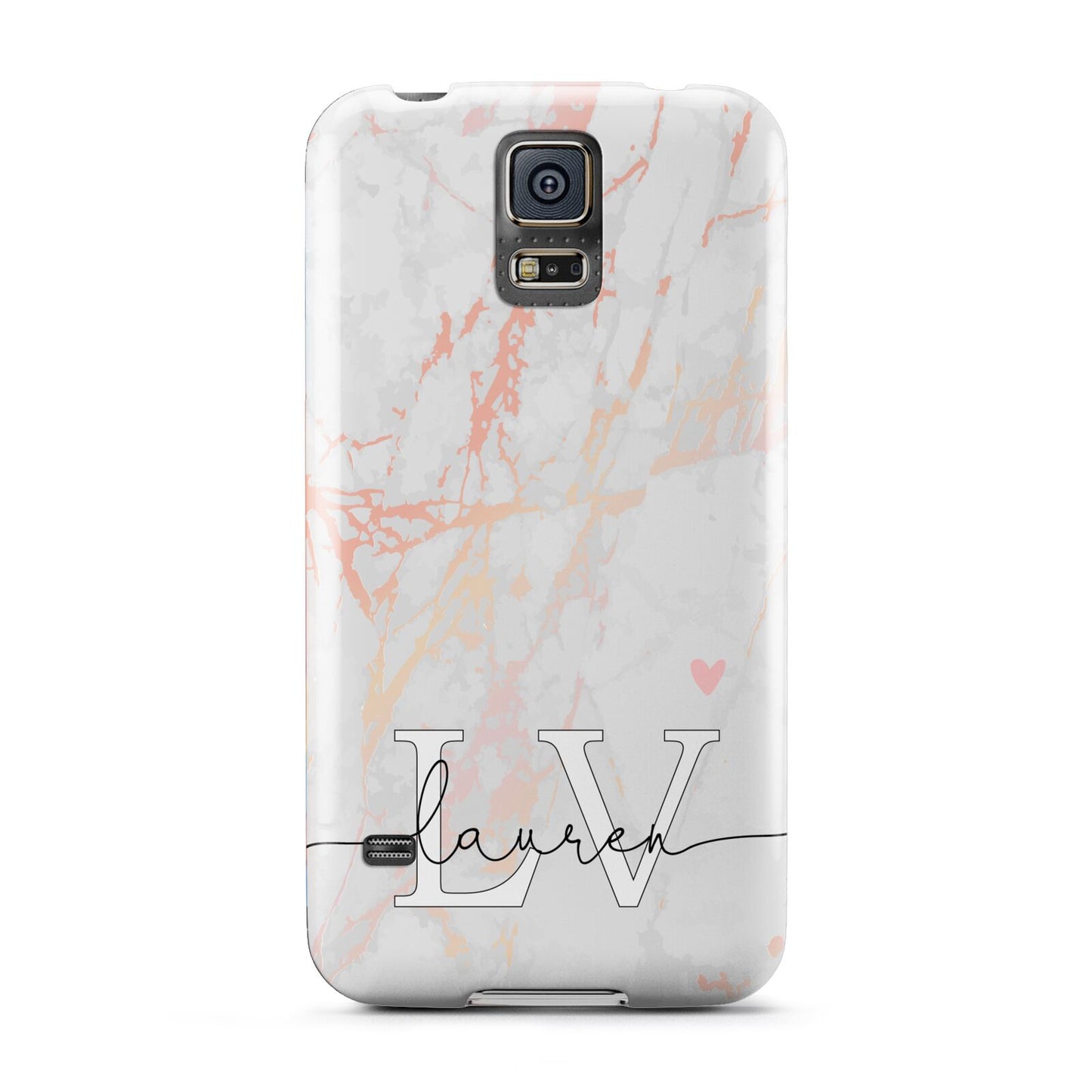 Personalised Initial Pink Marble Samsung Galaxy S5 Case