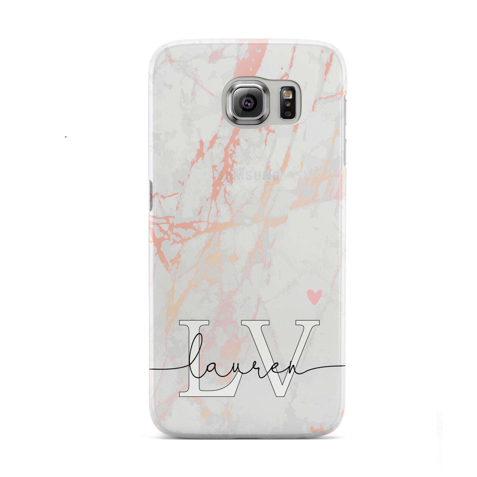 Personalised Initial Pink Marble Samsung Galaxy S6 Case