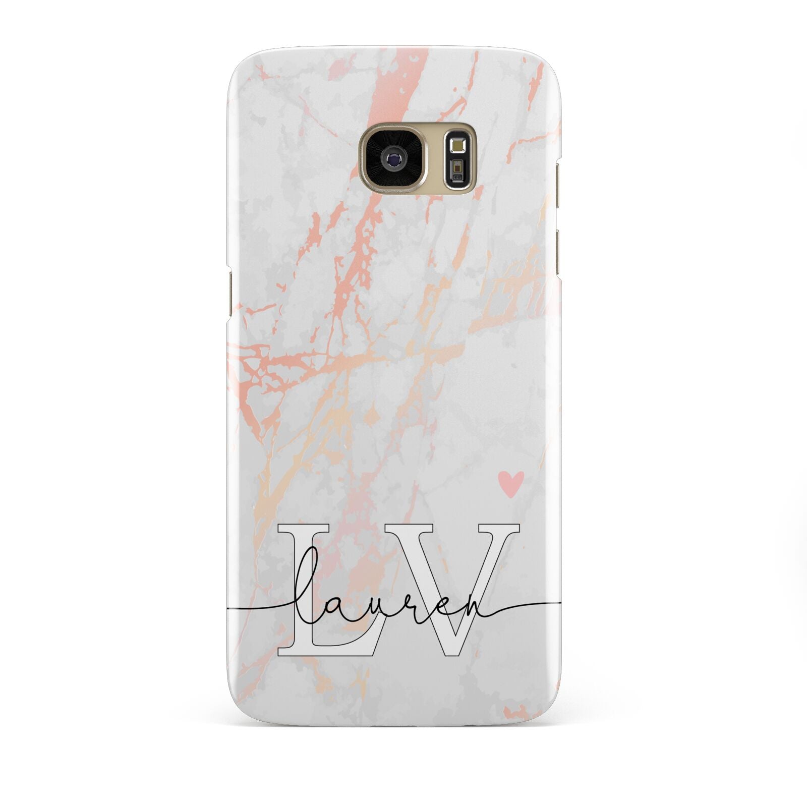 Personalised Initial Pink Marble Samsung Galaxy S7 Edge Case