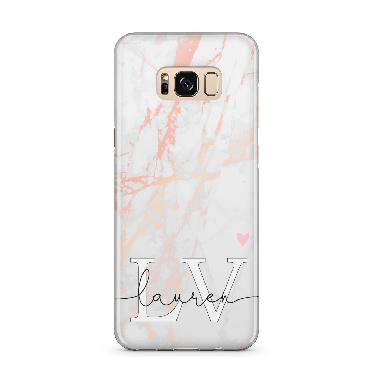 Personalised Initial Pink Marble Samsung Galaxy S8 Plus Case