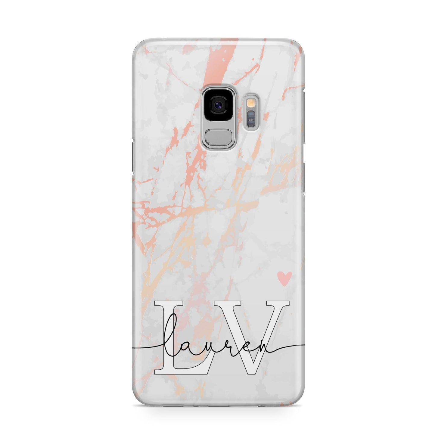 Personalised Initial Pink Marble Samsung Galaxy S9 Case