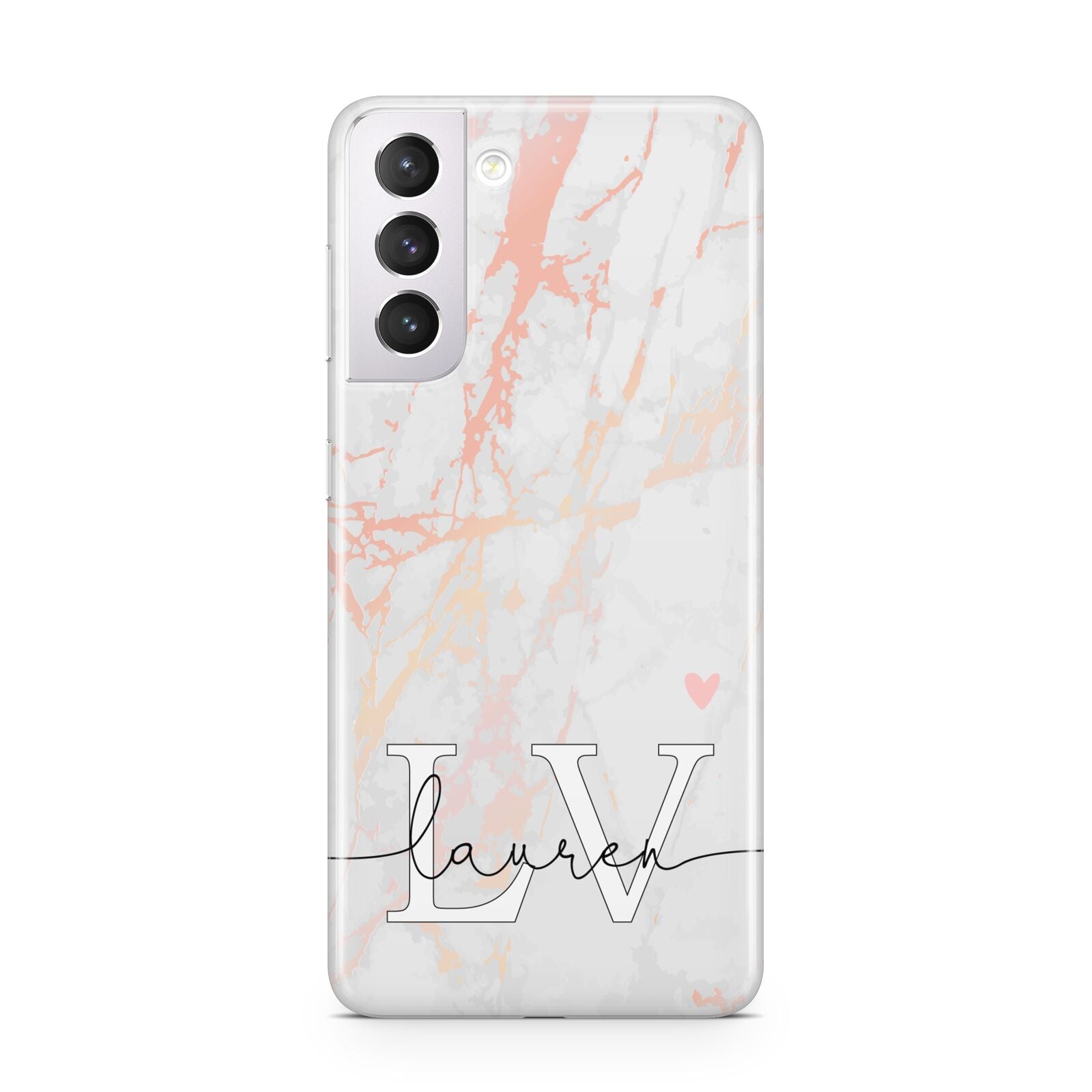 Personalised Initial Pink Marble Samsung S21 Case