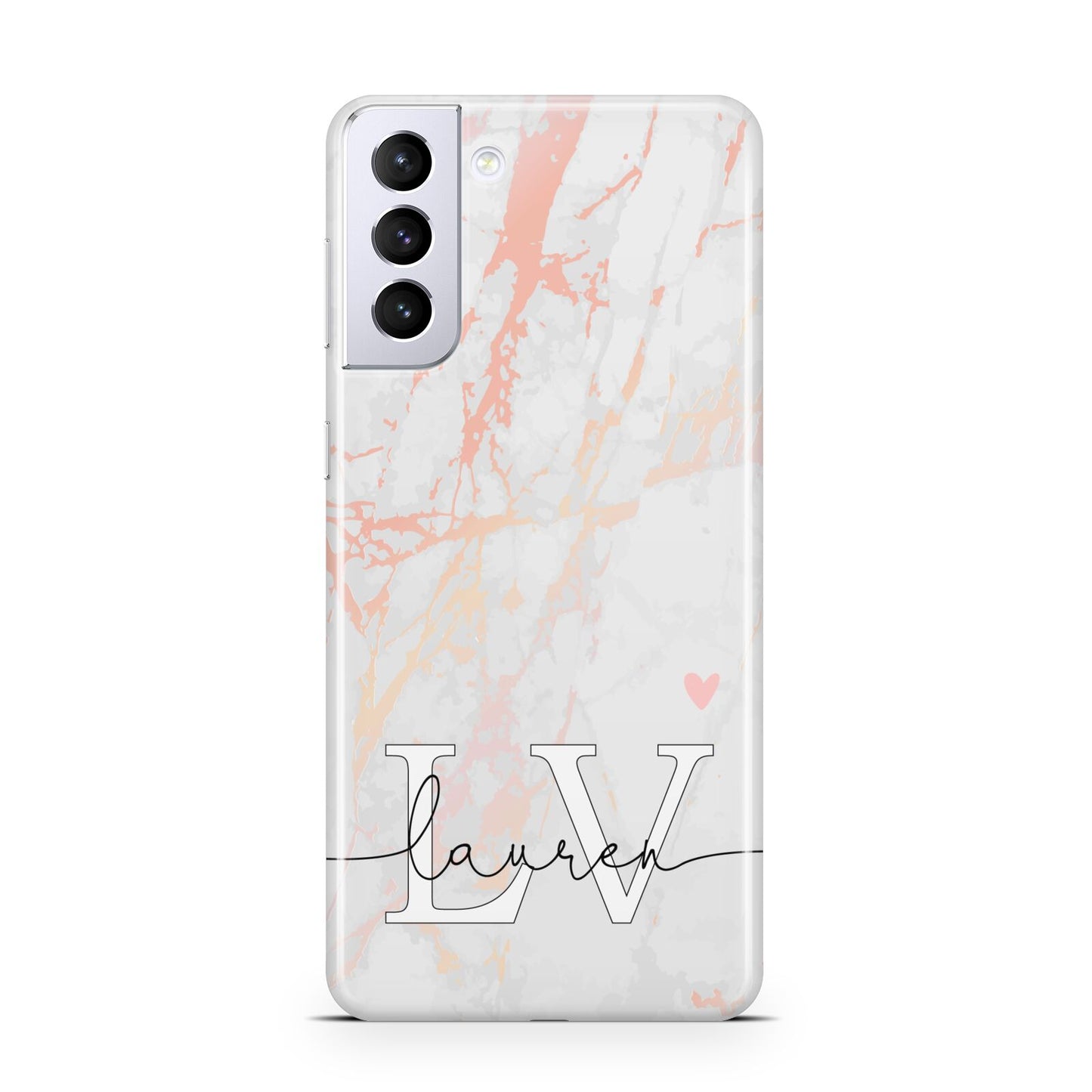 Personalised Initial Pink Marble Samsung S21 Plus Case