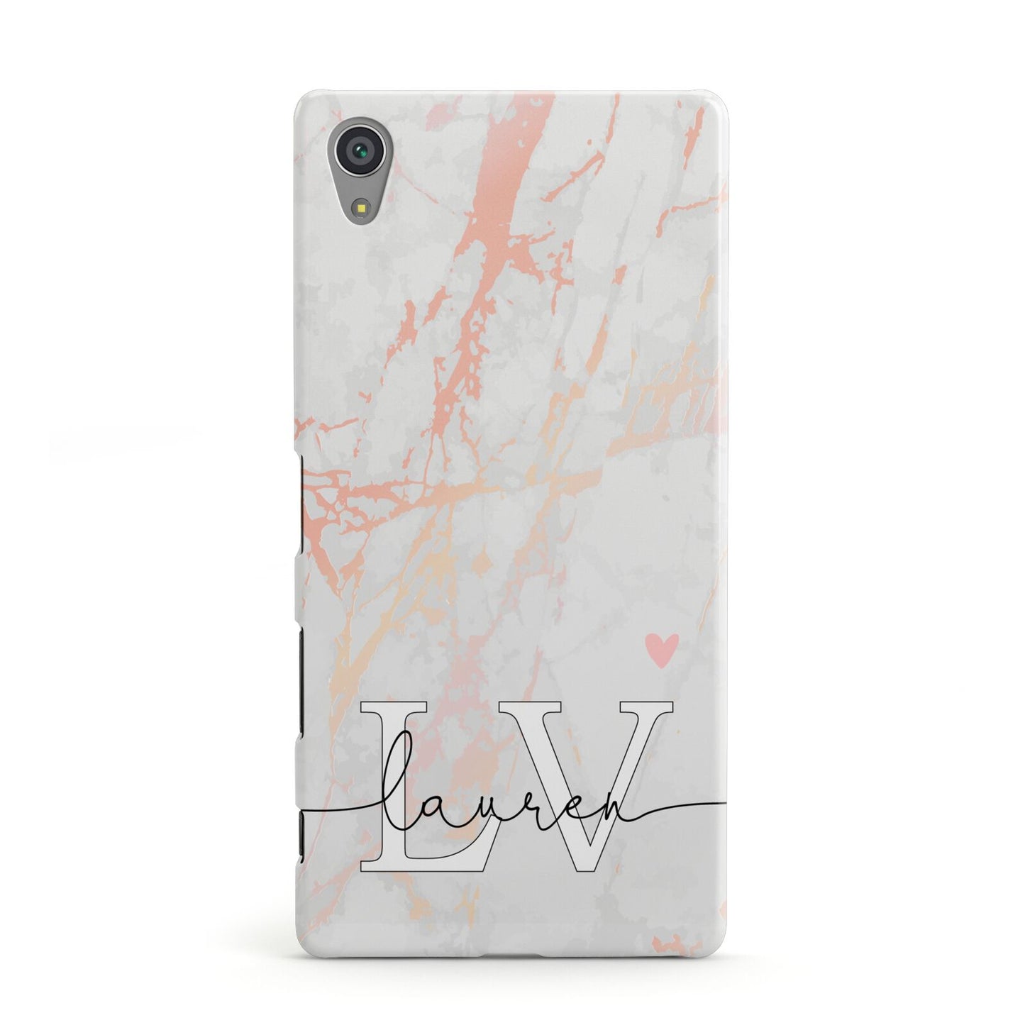 Personalised Initial Pink Marble Sony Xperia Case