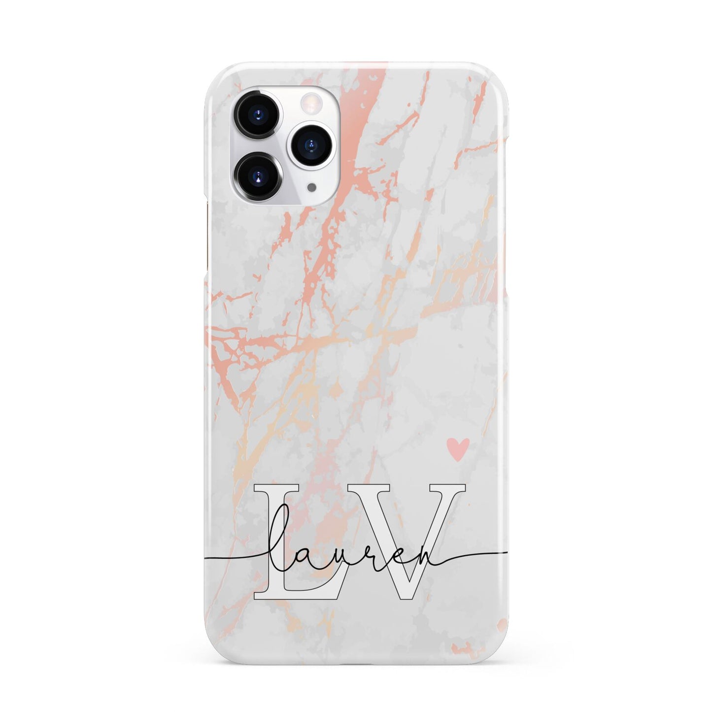 Personalised Initial Pink Marble iPhone 11 Pro 3D Snap Case