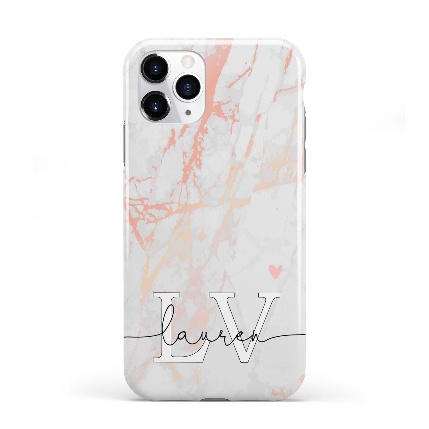 Personalised Initial Pink Marble iPhone 11 Pro 3D Tough Case