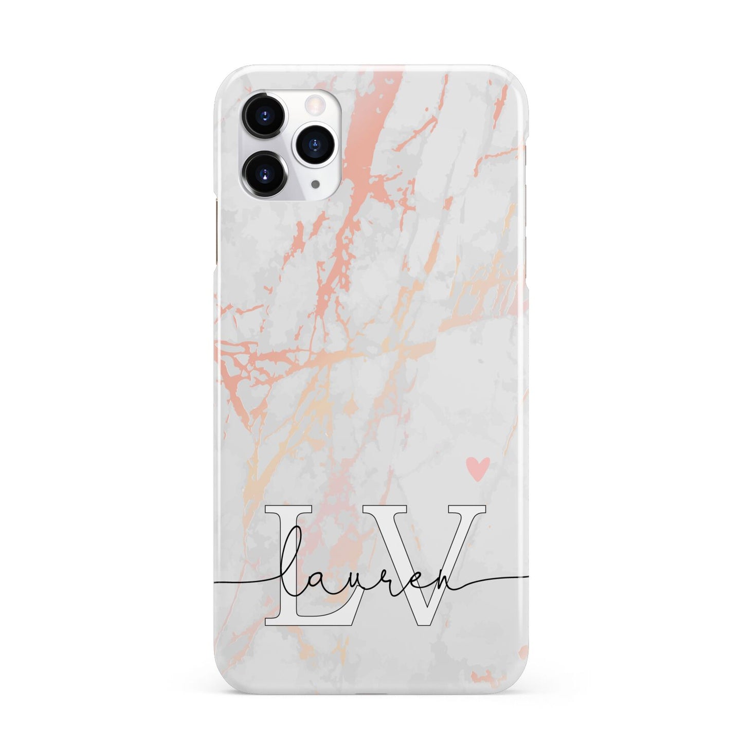 Personalised Initial Pink Marble iPhone 11 Pro Max 3D Snap Case