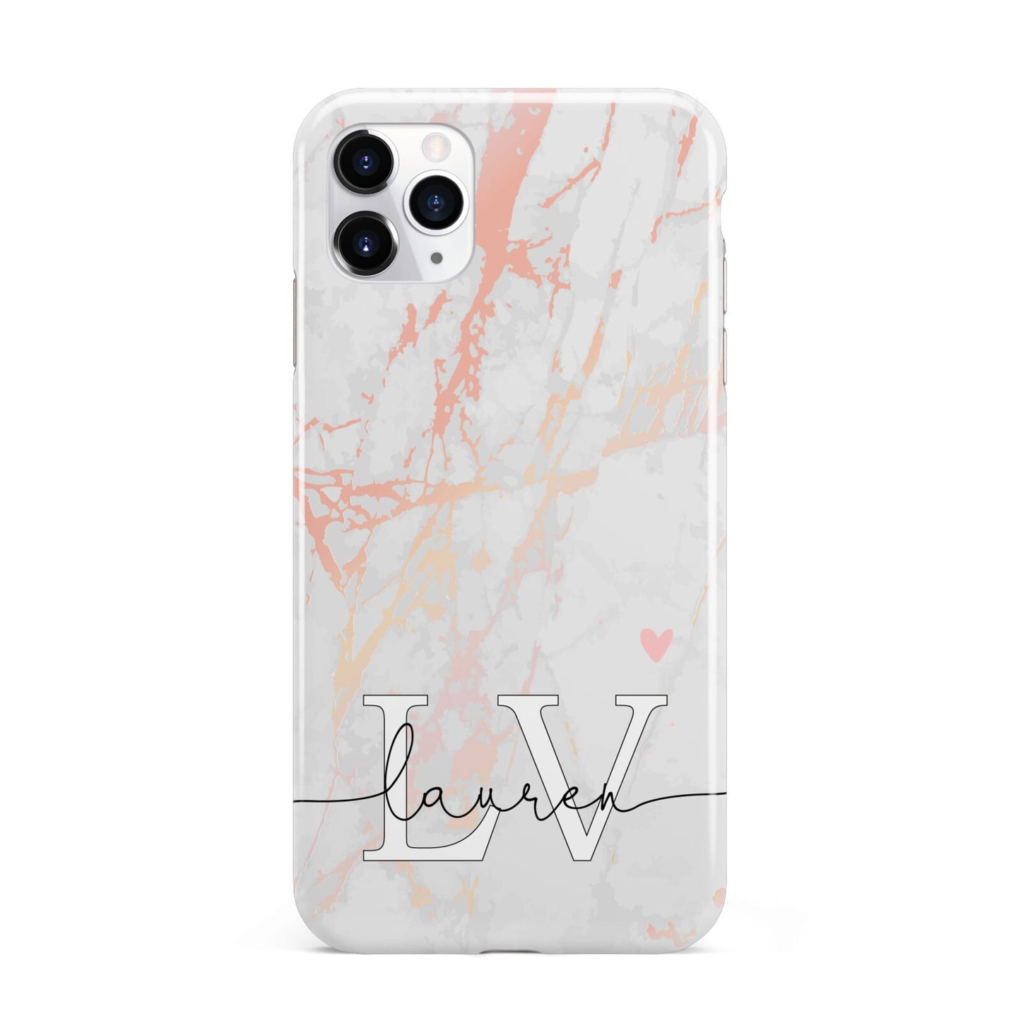 Personalised Initial Pink Marble iPhone 11 Pro Max 3D Tough Case