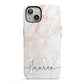 Personalised Initial Pink Marble iPhone 13 Full Wrap 3D Tough Case