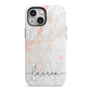 Personalised Initial Pink Marble iPhone 13 Mini Full Wrap 3D Tough Case
