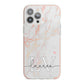 Personalised Initial Pink Marble iPhone 13 Pro Max TPU Impact Case with Pink Edges