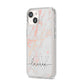 Personalised Initial Pink Marble iPhone 14 Clear Tough Case Starlight Angled Image