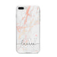 Personalised Initial Pink Marble iPhone 8 Plus Bumper Case on Silver iPhone