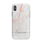 Personalised Initial Pink Marble iPhone X Bumper Case on Silver iPhone Alternative Image 1