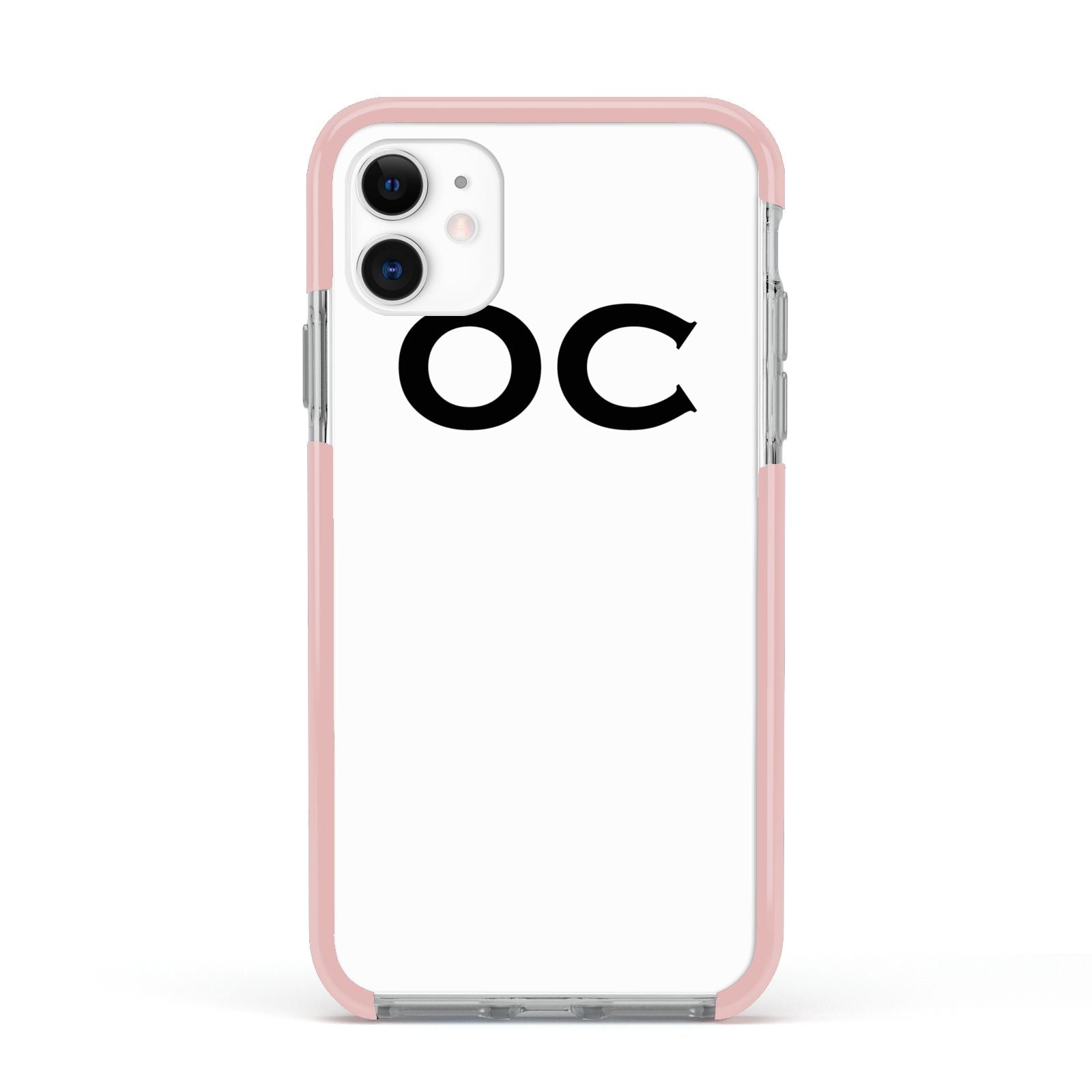 Personalised Initials 3 Apple iPhone 11 in White with Pink Impact Case