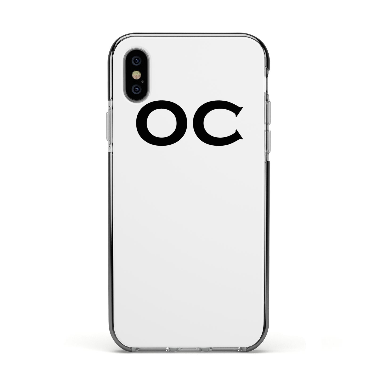 Personalised Initials 3 Apple iPhone Xs Impact Case Black Edge on Silver Phone