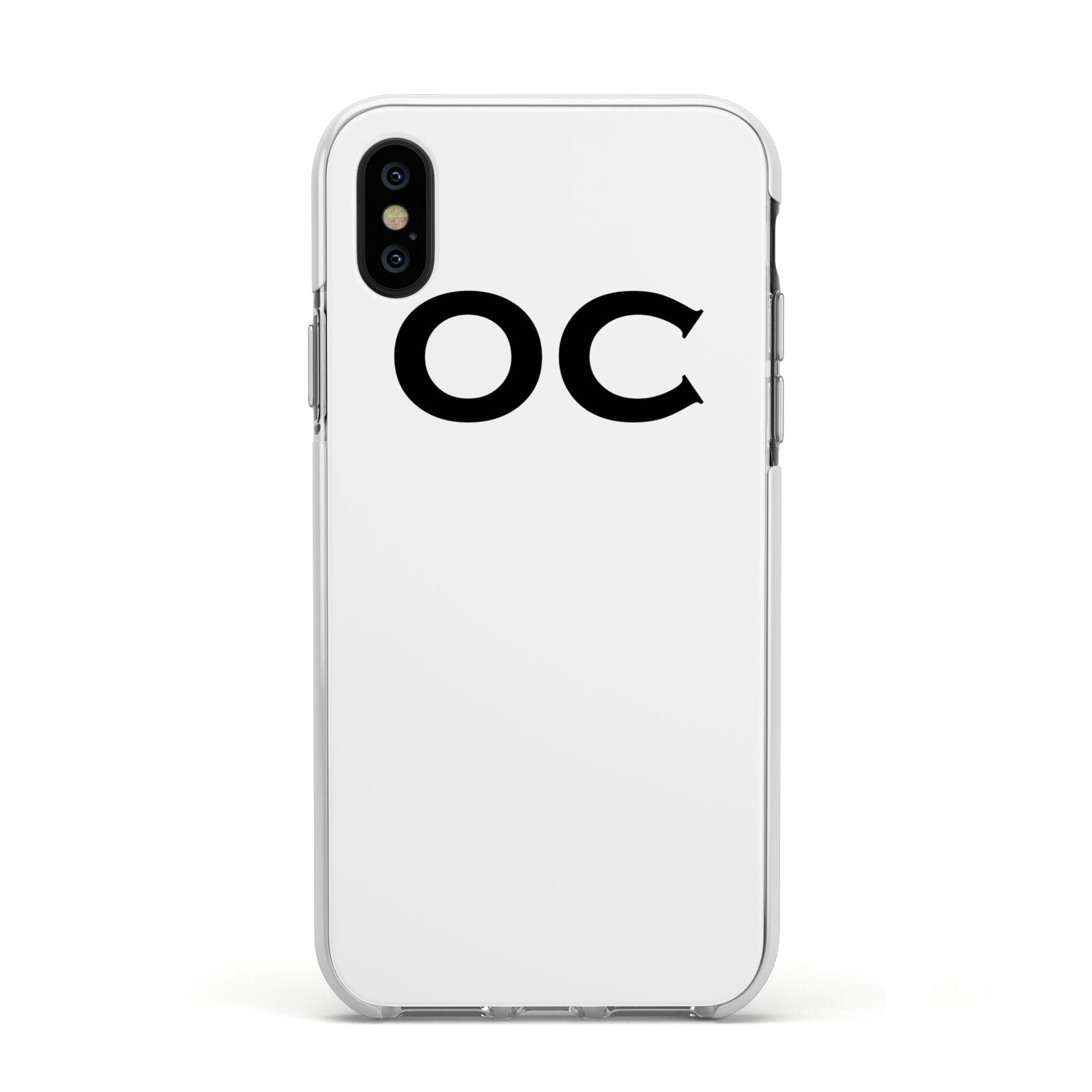 Personalised Initials 3 Apple iPhone Xs Impact Case White Edge on Black Phone