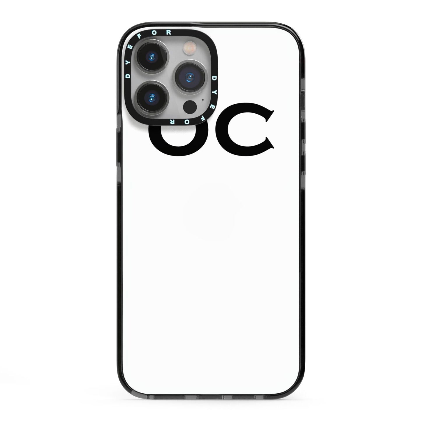 Personalised Initials 3 iPhone 13 Pro Max Black Impact Case on Silver phone