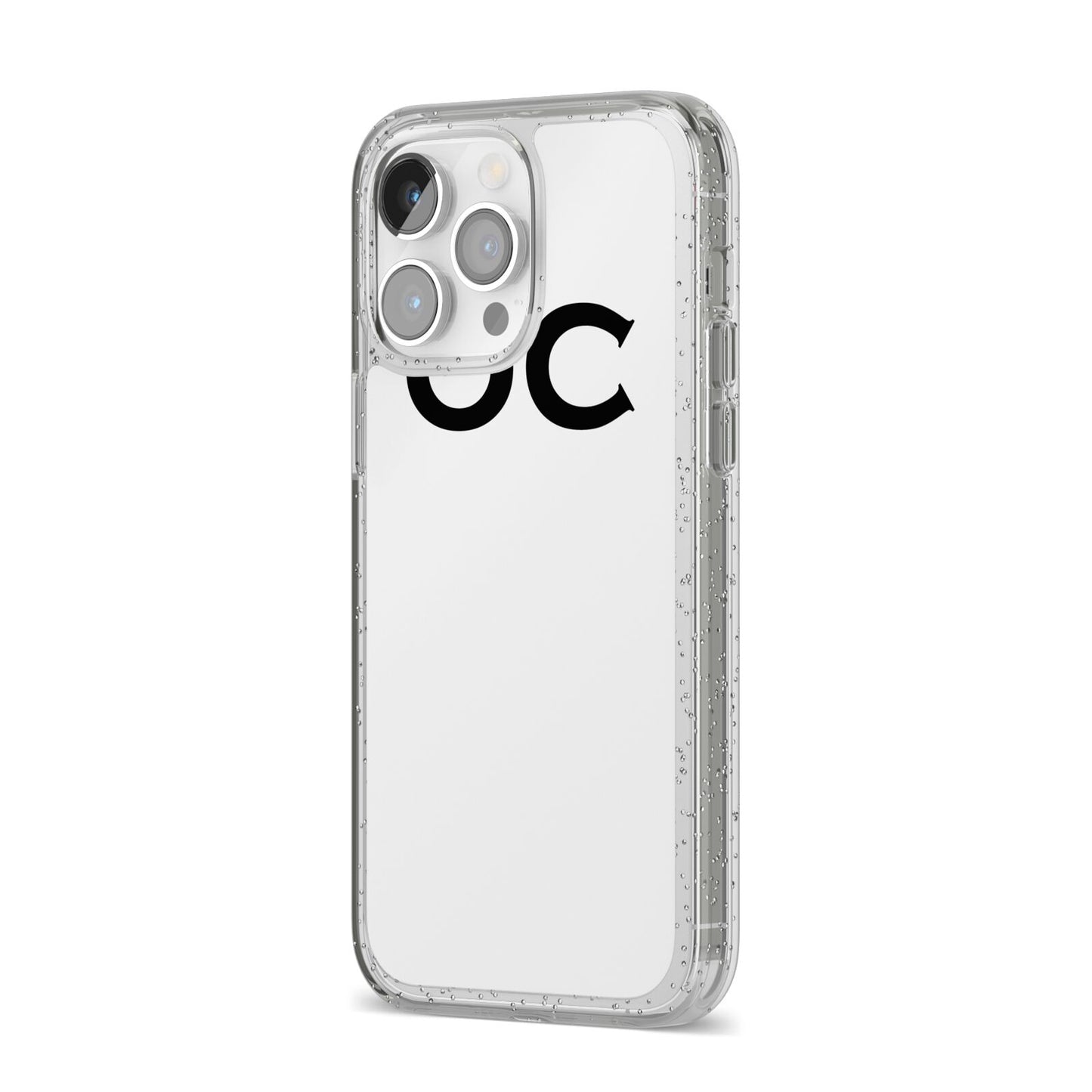 Personalised Initials 3 iPhone 14 Pro Max Glitter Tough Case Silver Angled Image