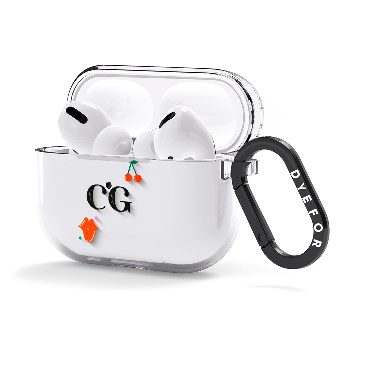 Personalised Initials Cherry AirPods Clear Case 3rd Gen Side Image