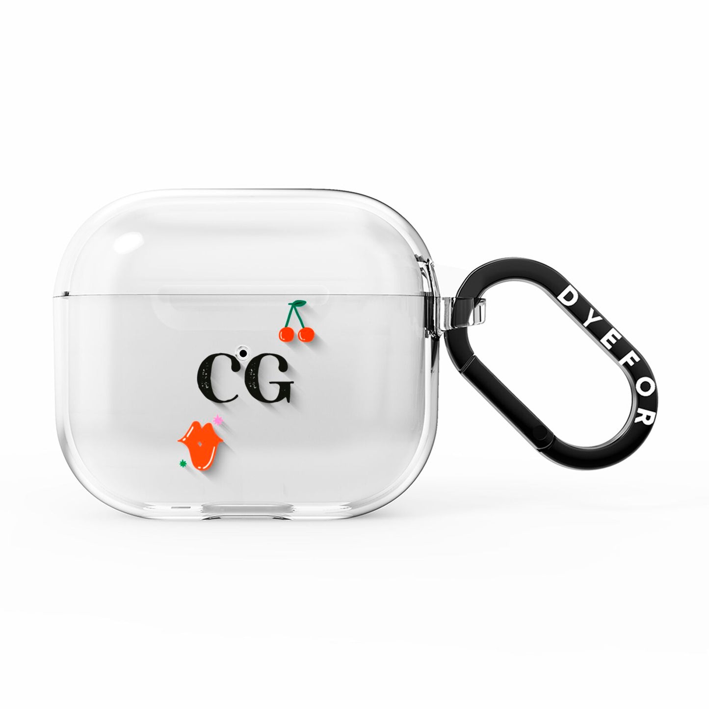 Personalised Initials Cherry AirPods Clear Case 3rd Gen