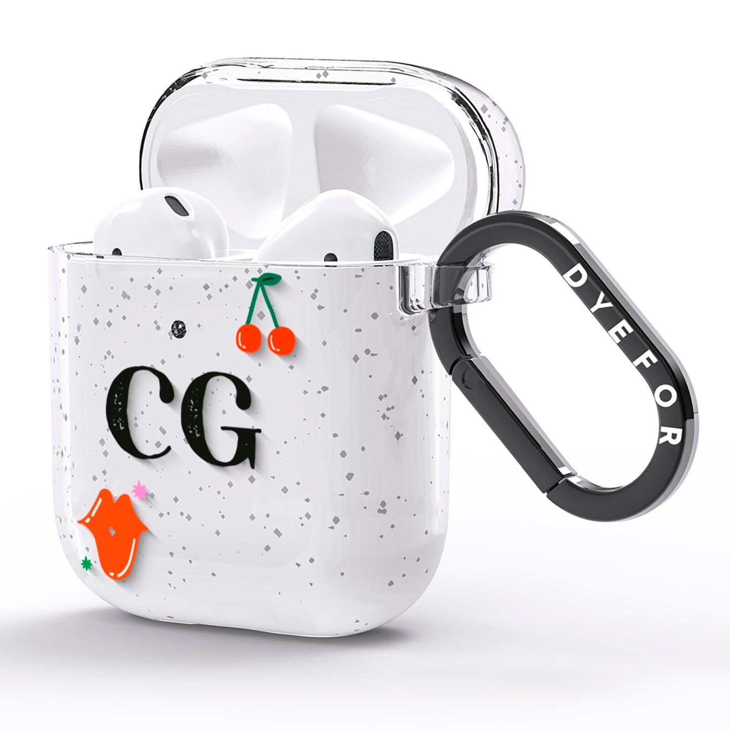 Personalised Initials Cherry AirPods Glitter Case Side Image