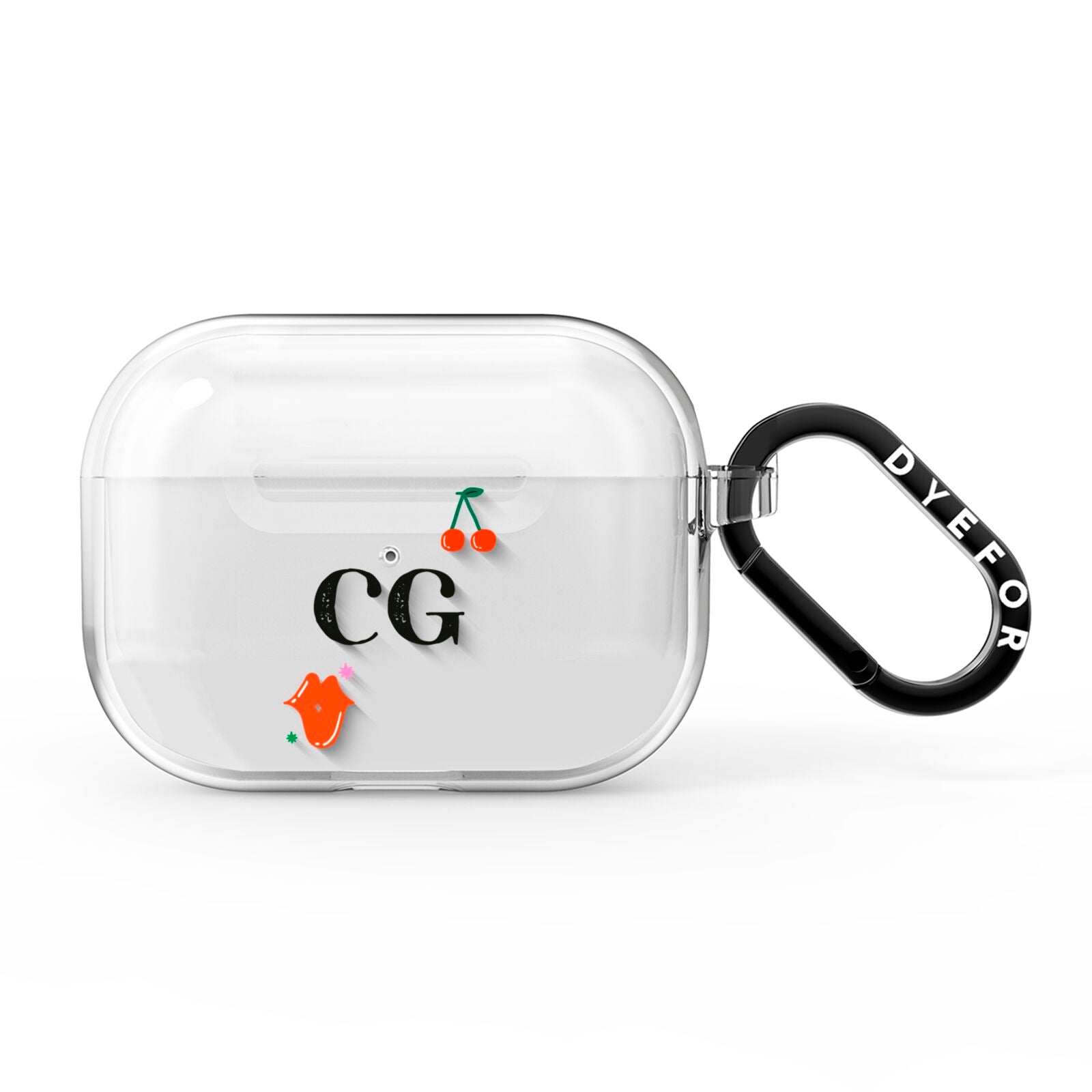 Personalised Initials Cherry AirPods Pro Clear Case