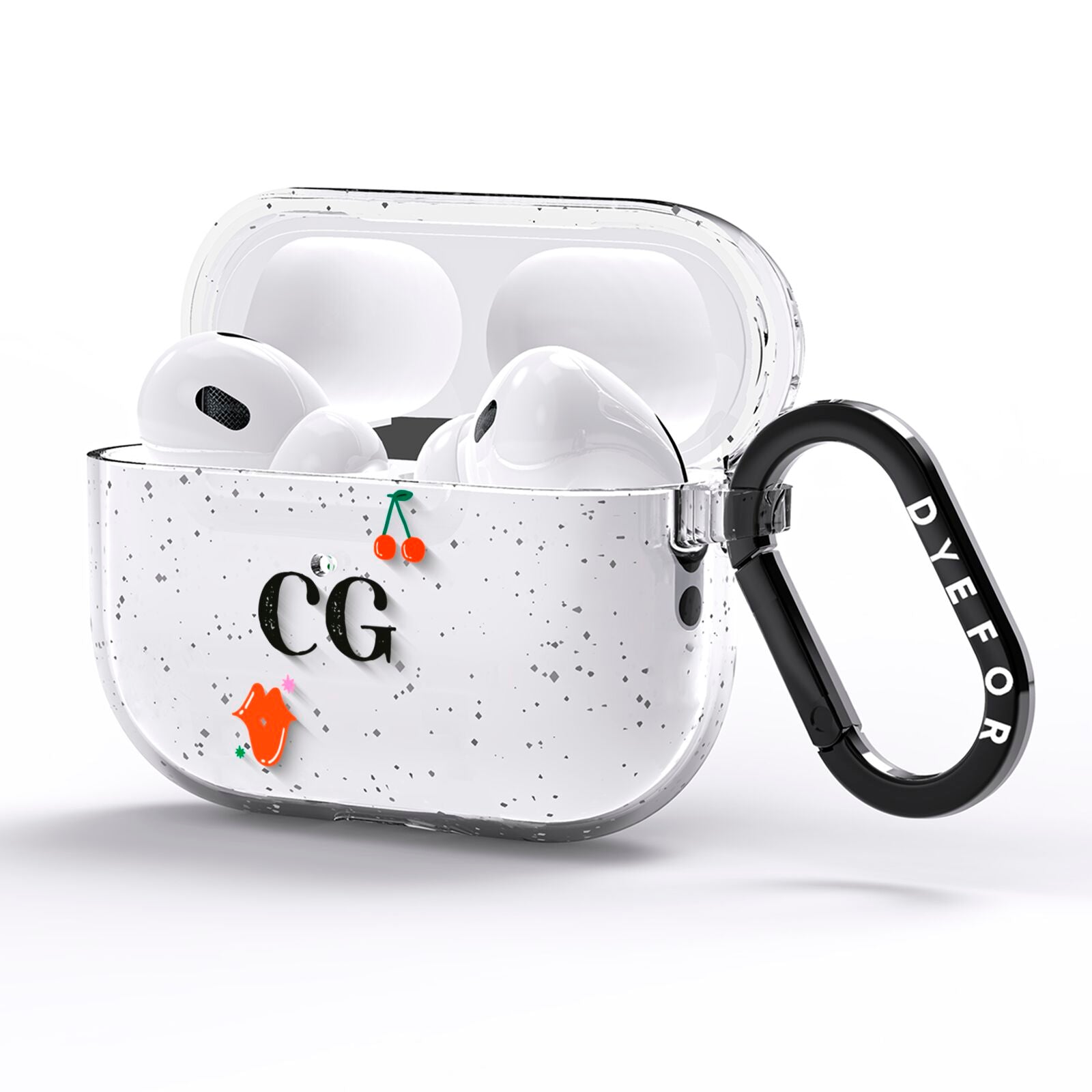 Personalised Initials Cherry AirPods Pro Glitter Case Side Image