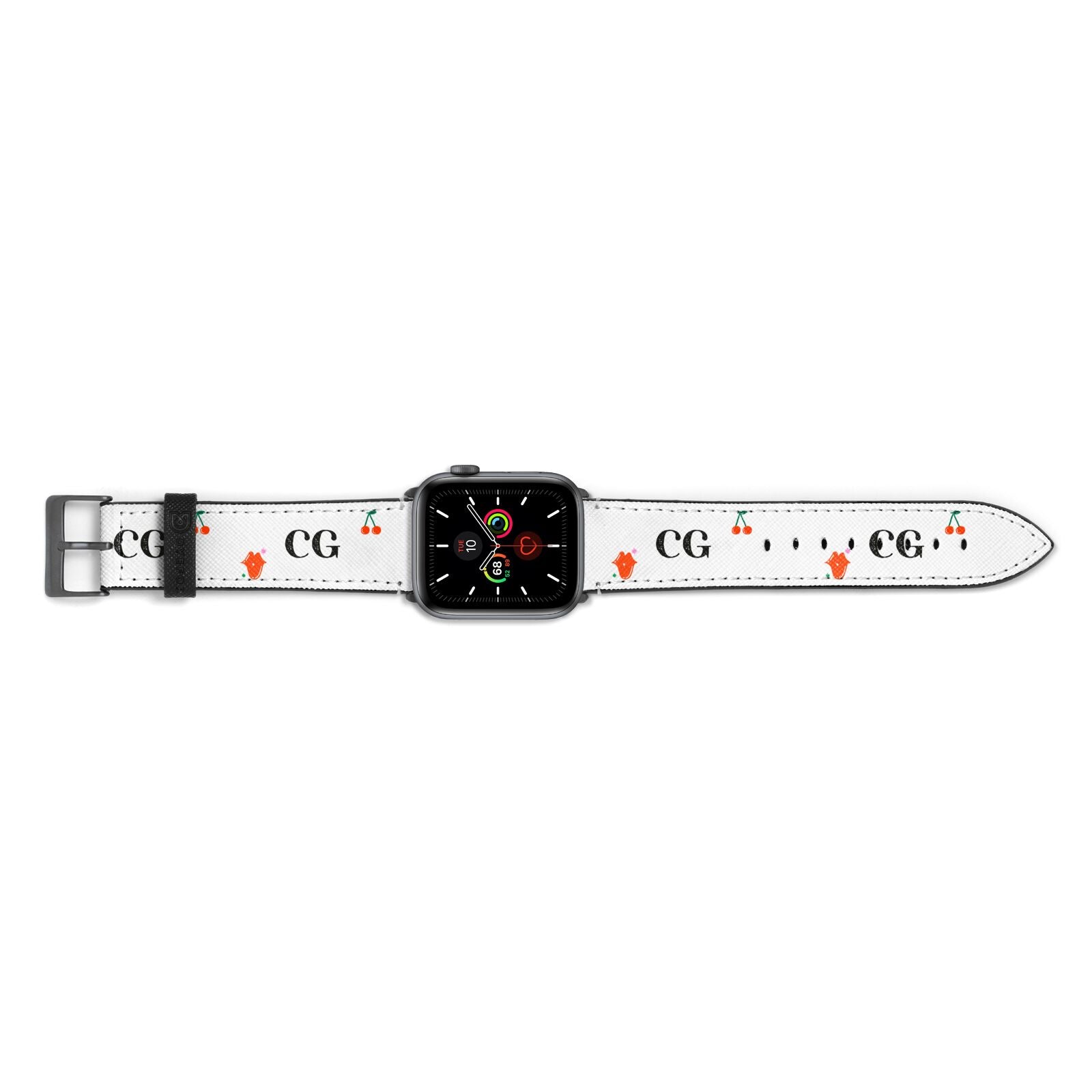 Personalised Initials Cherry Apple Watch Strap Landscape Image Space Grey Hardware