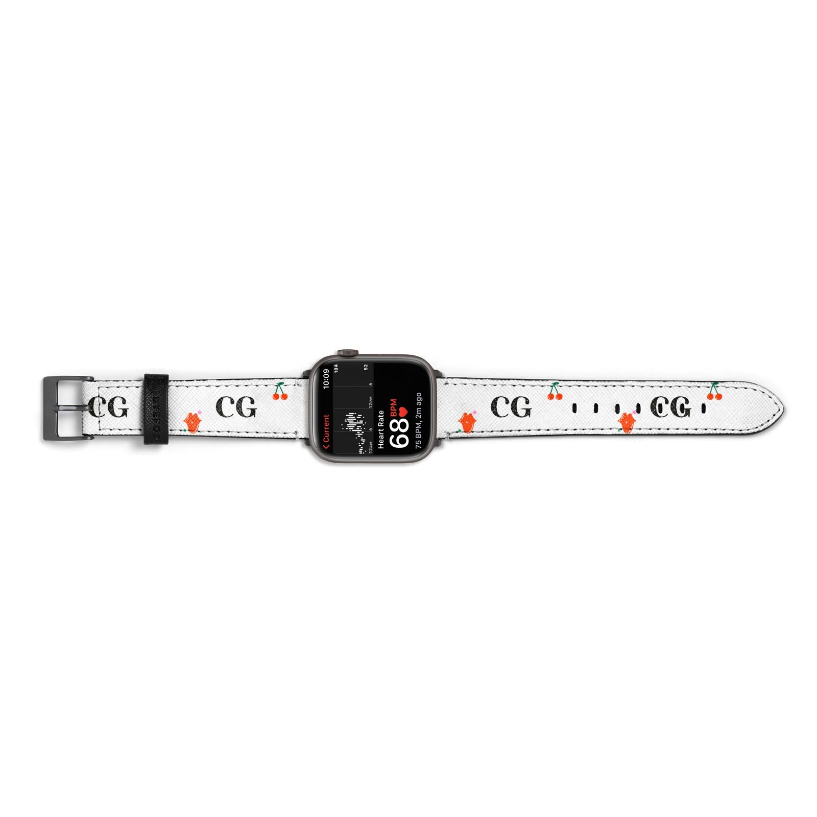 Personalised Initials Cherry Apple Watch Strap Size 38mm Landscape Image Space Grey Hardware