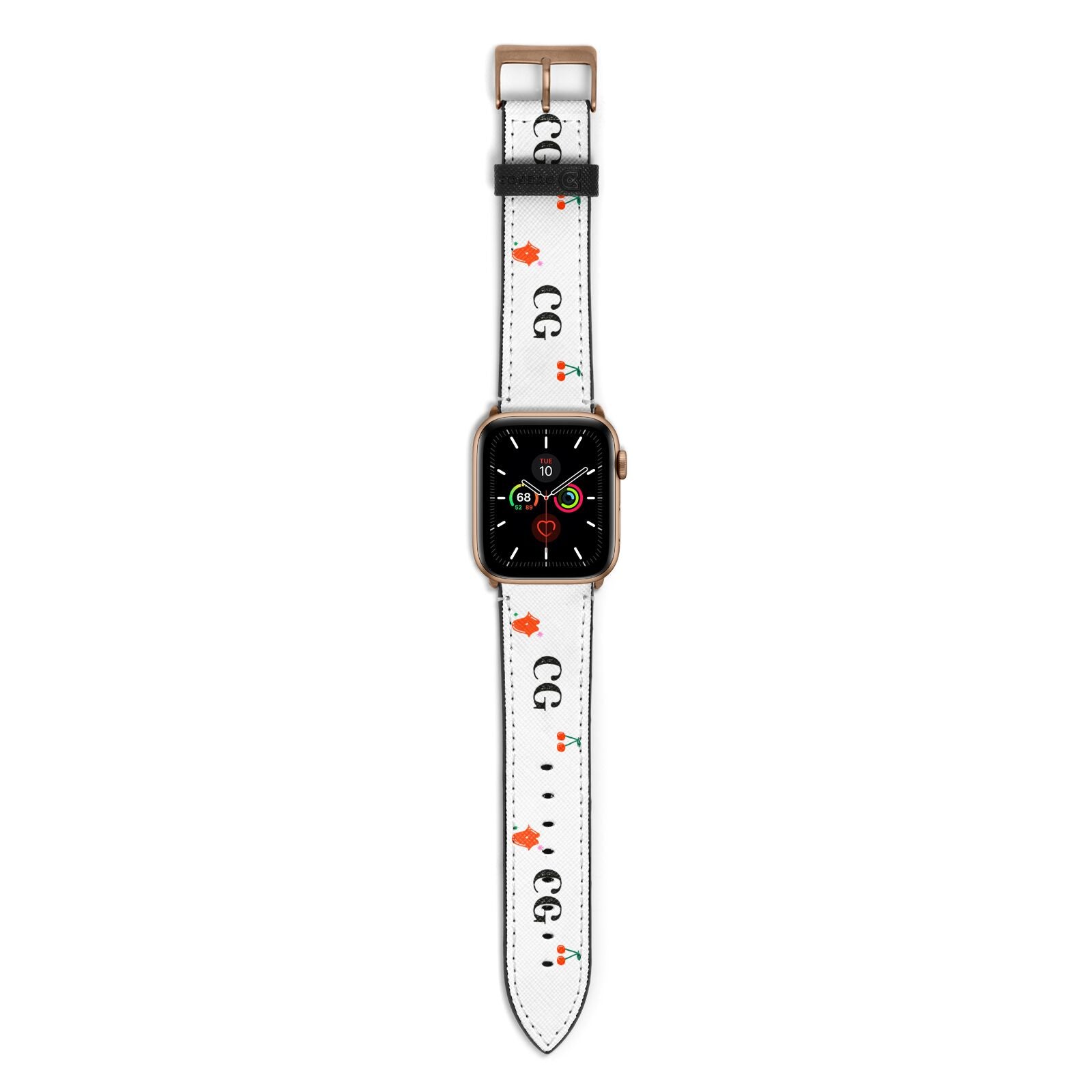 Personalised Initials Cherry Apple Watch Strap with Gold Hardware