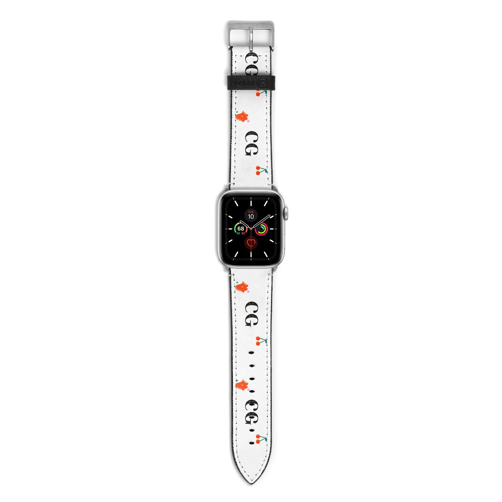 Personalised Initials Cherry Apple Watch Strap with Silver Hardware