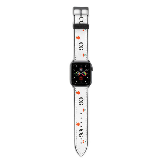 Personalised Initials Cherry Apple Watch Strap with Space Grey Hardware