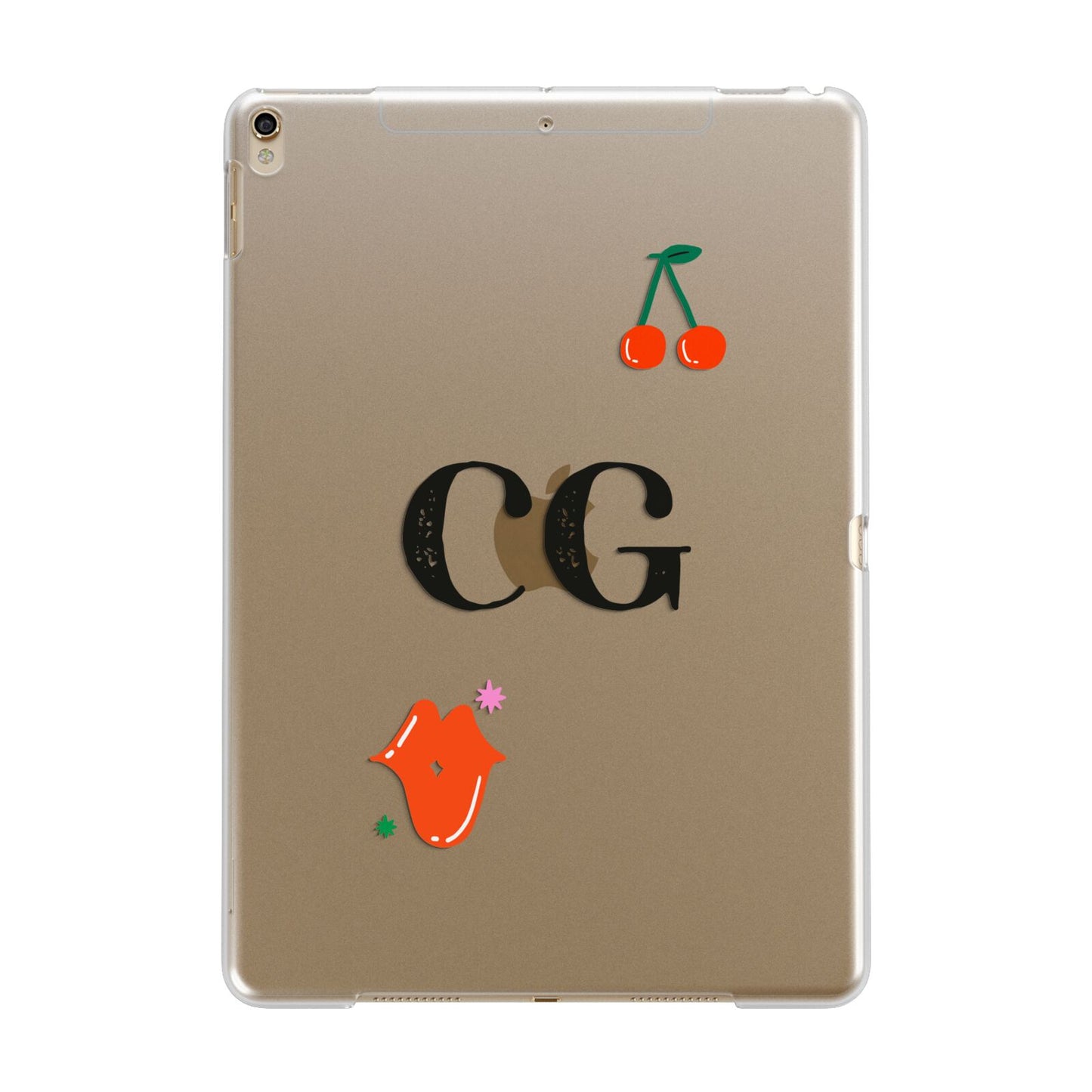 Personalised Initials Cherry Apple iPad Gold Case