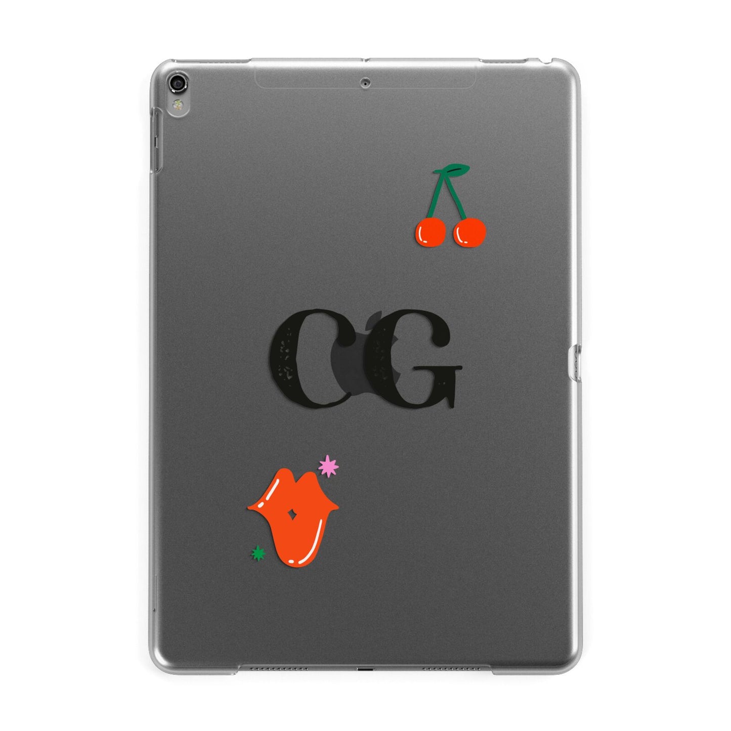 Personalised Initials Cherry Apple iPad Grey Case