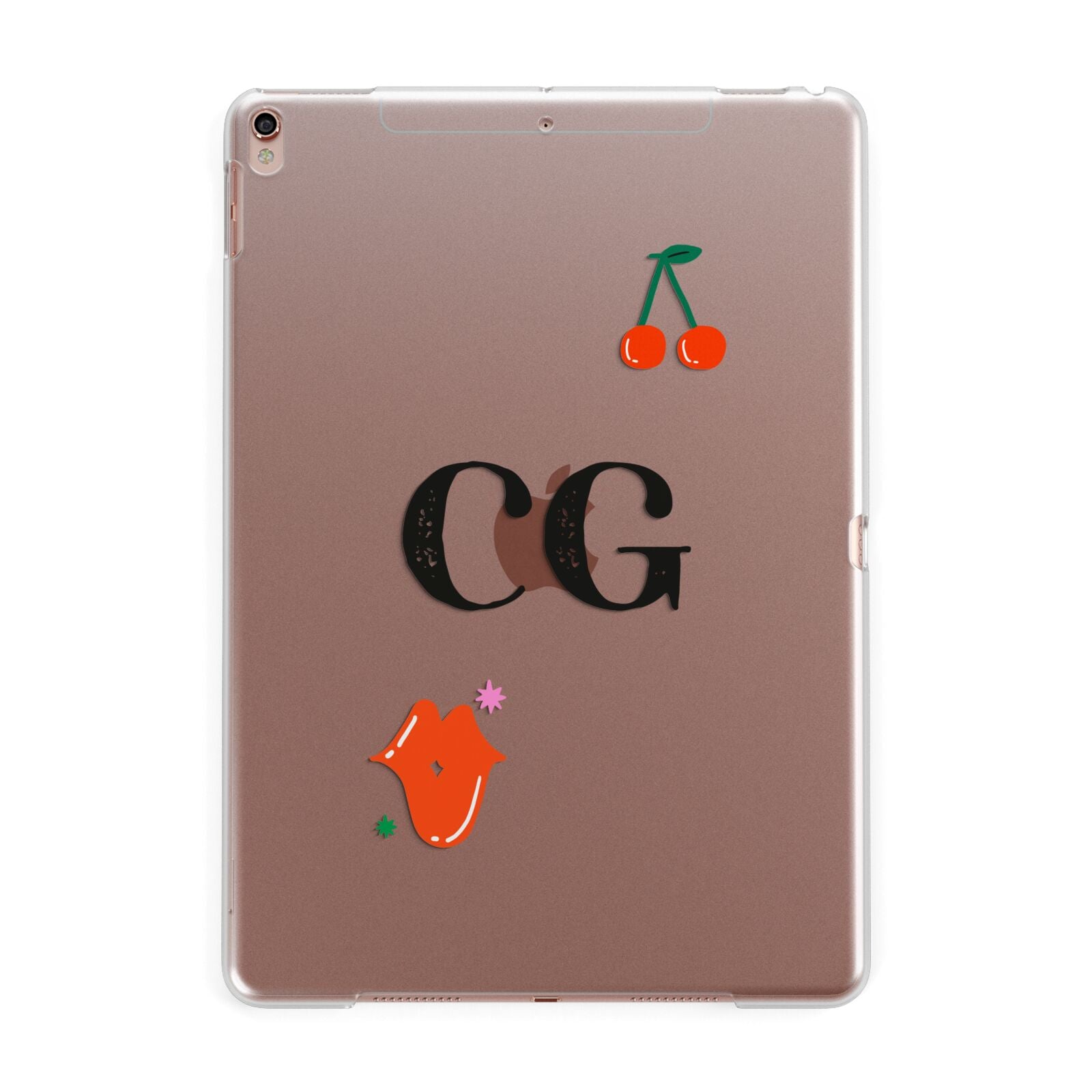 Personalised Initials Cherry Apple iPad Rose Gold Case