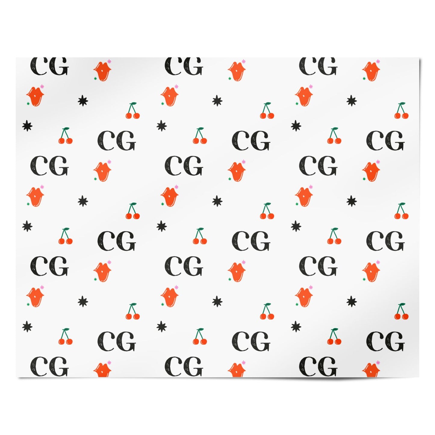 Personalised Initials Cherry Personalised Wrapping Paper Alternative