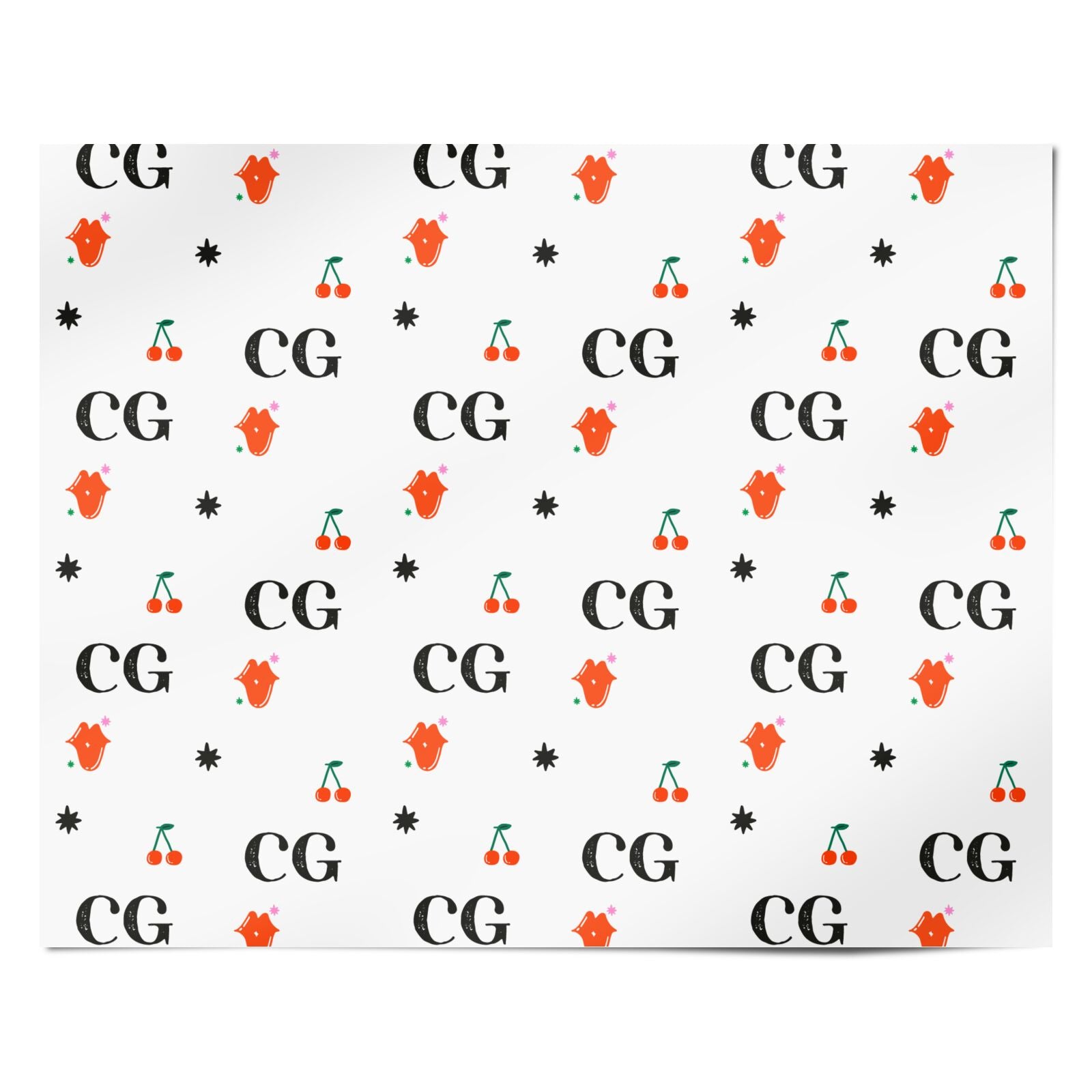 Personalised Initials Cherry Personalised Wrapping Paper Alternative