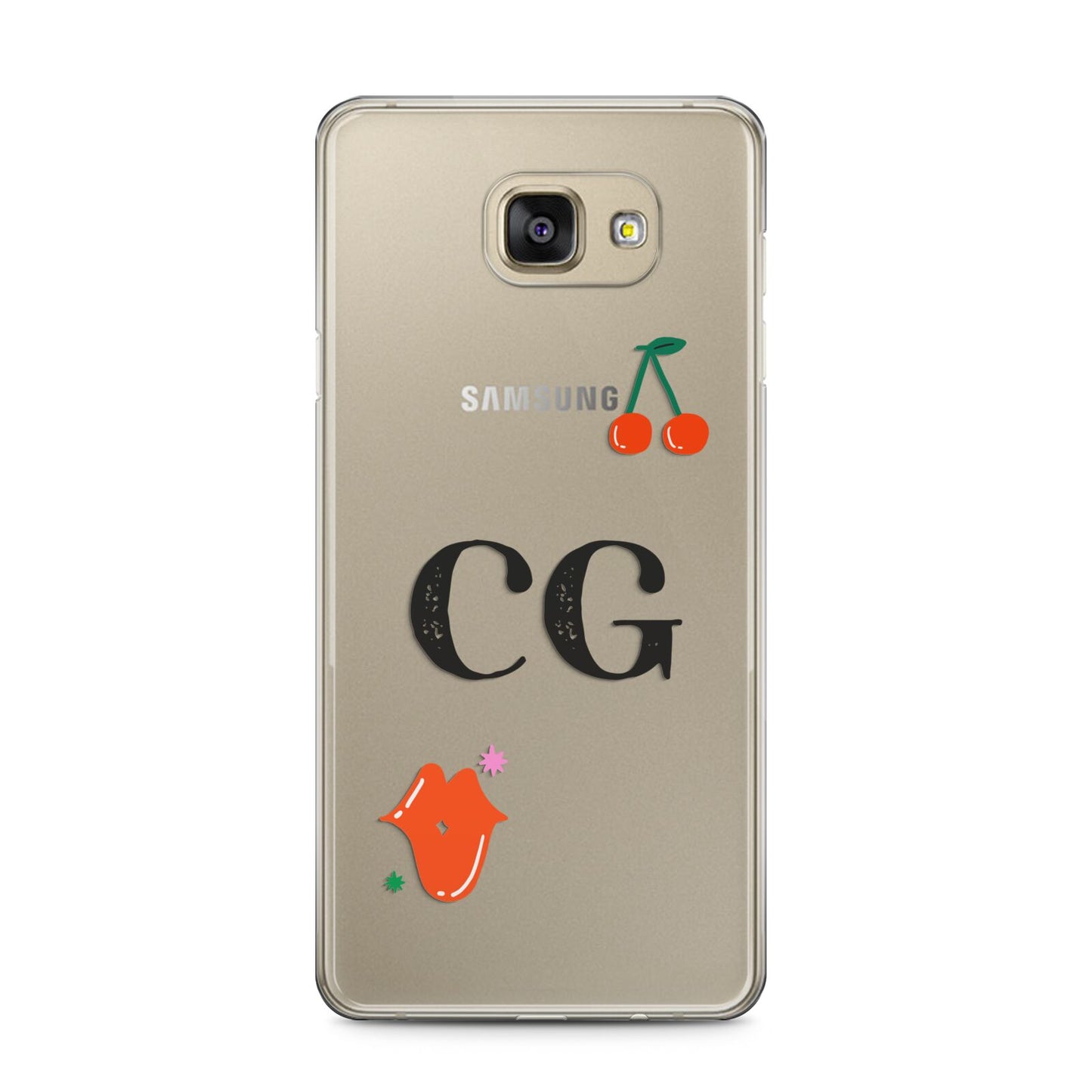 Personalised Initials Cherry Samsung Galaxy A5 2016 Case on gold phone