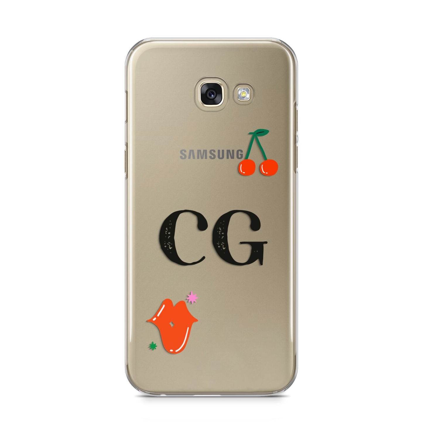 Personalised Initials Cherry Samsung Galaxy A5 2017 Case on gold phone