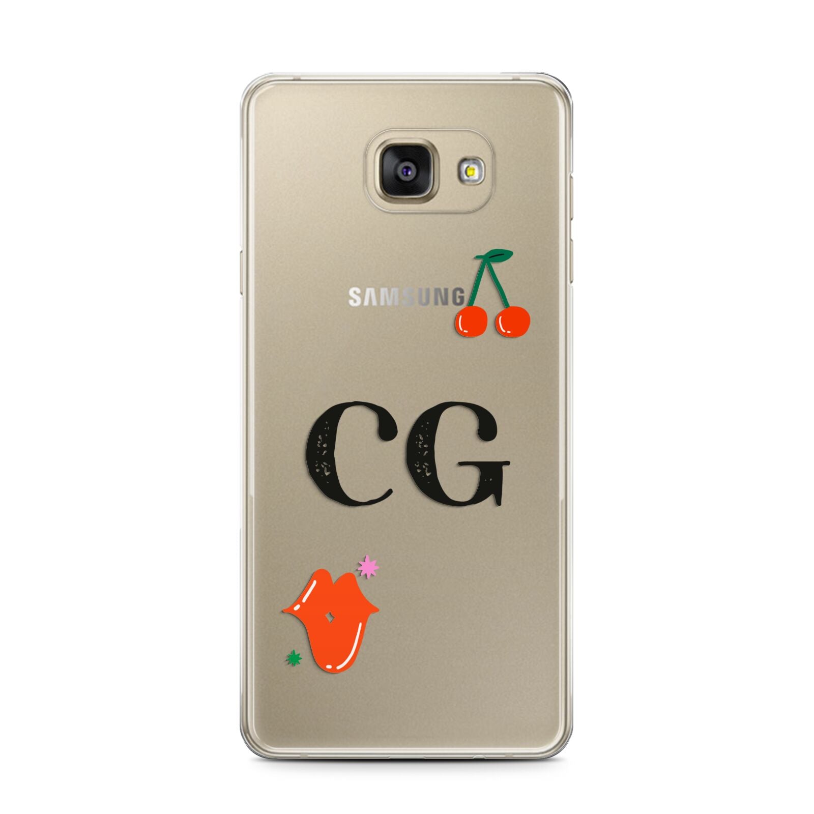 Personalised Initials Cherry Samsung Galaxy A7 2016 Case on gold phone