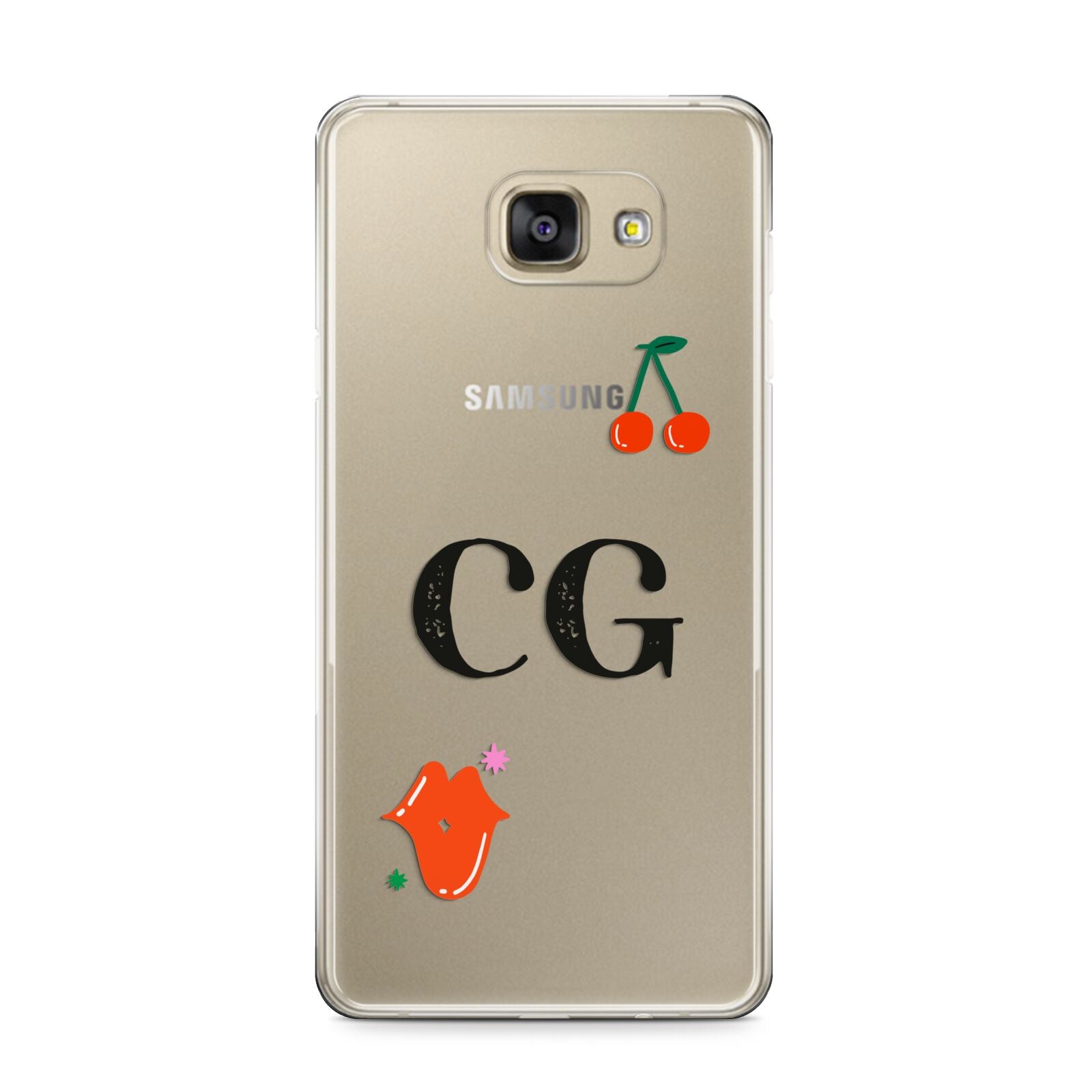 Personalised Initials Cherry Samsung Galaxy A9 2016 Case on gold phone