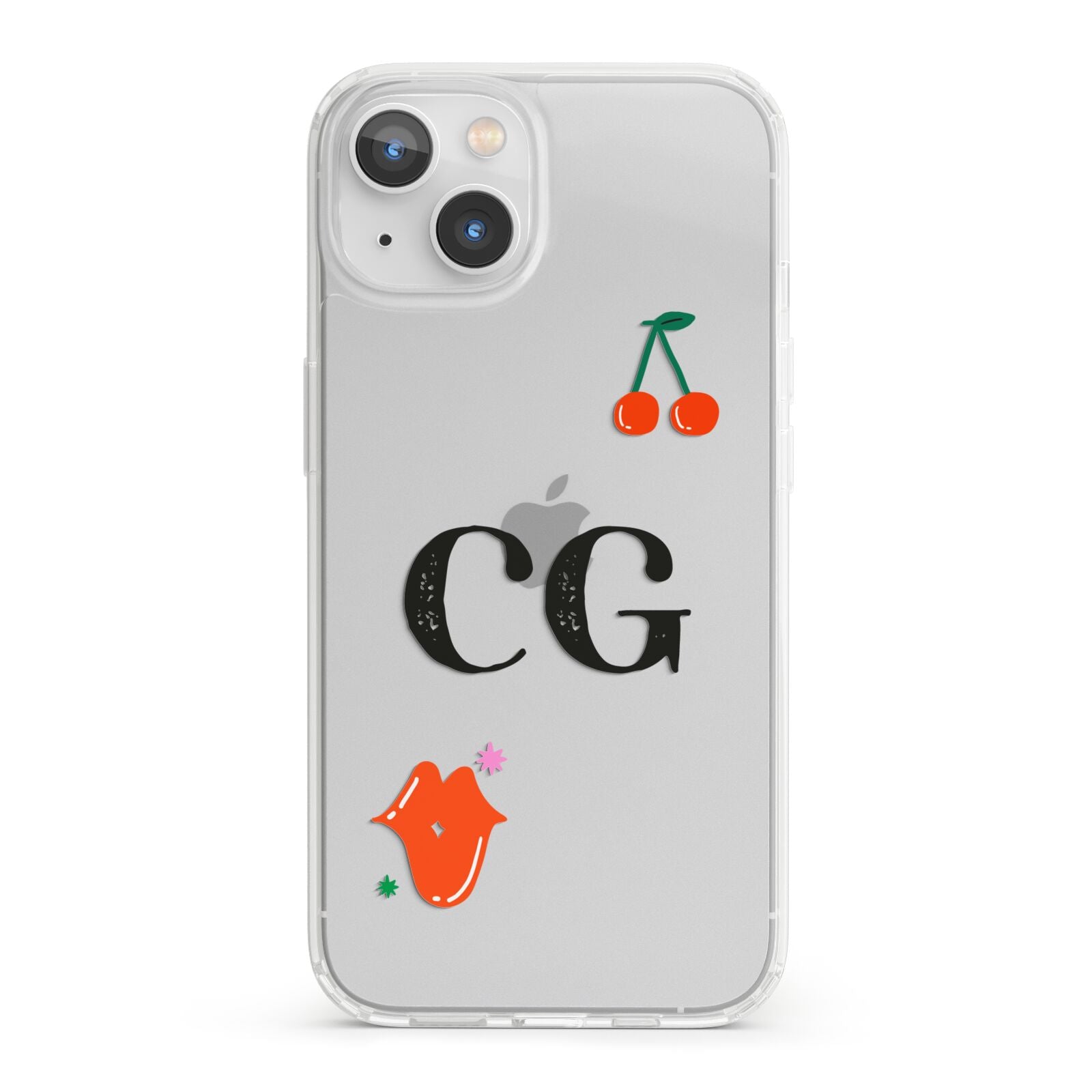 Personalised Initials Cherry iPhone 13 Clear Bumper Case