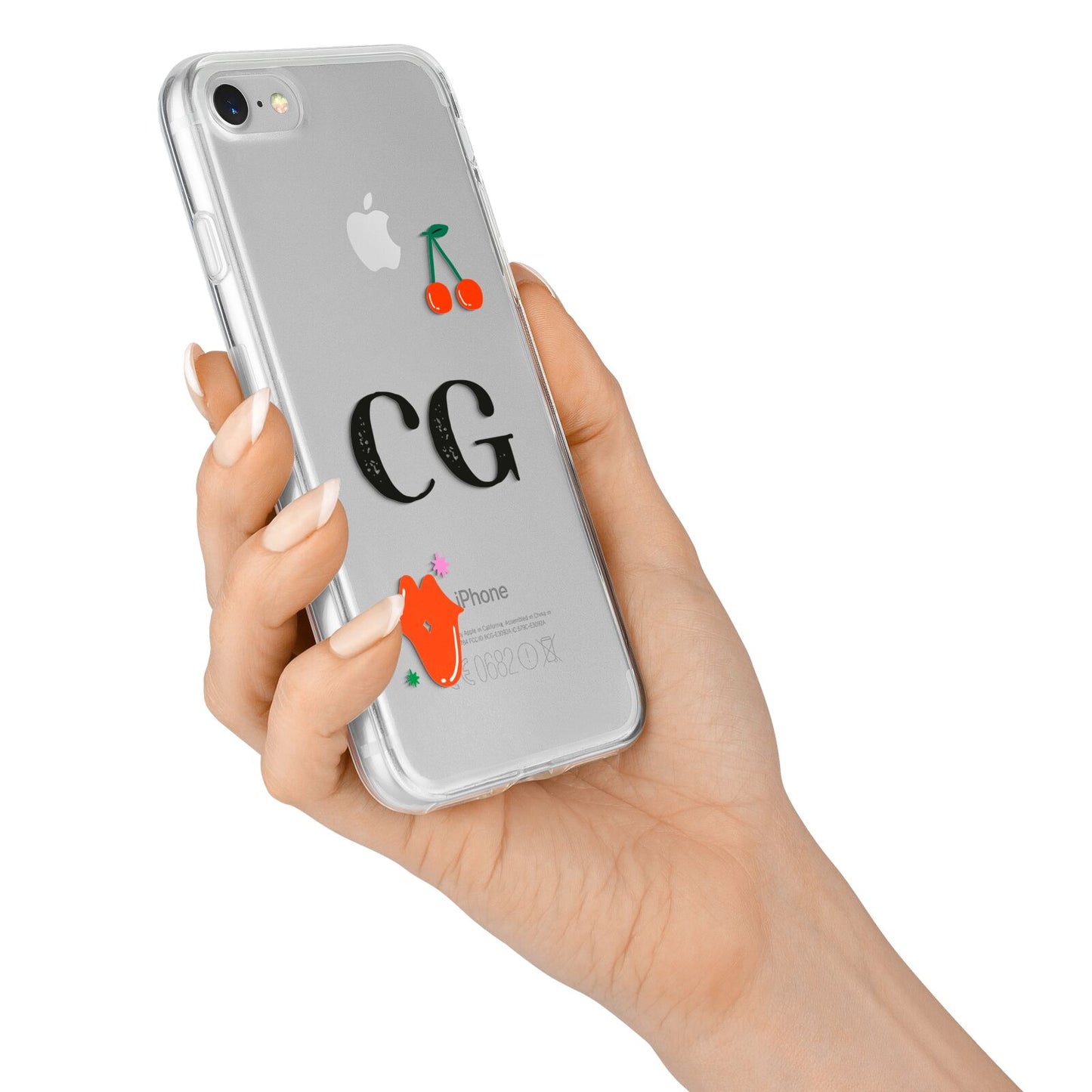 Personalised Initials Cherry iPhone 7 Bumper Case on Silver iPhone Alternative Image