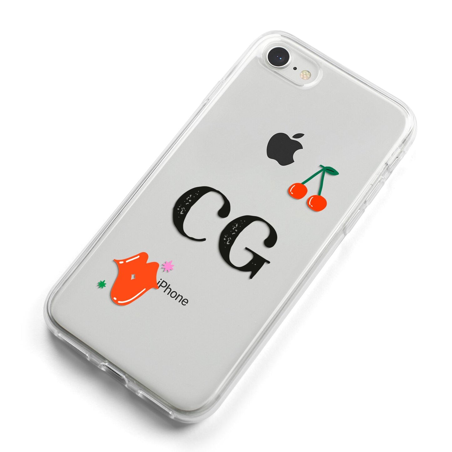 Personalised Initials Cherry iPhone 8 Bumper Case on Silver iPhone Alternative Image