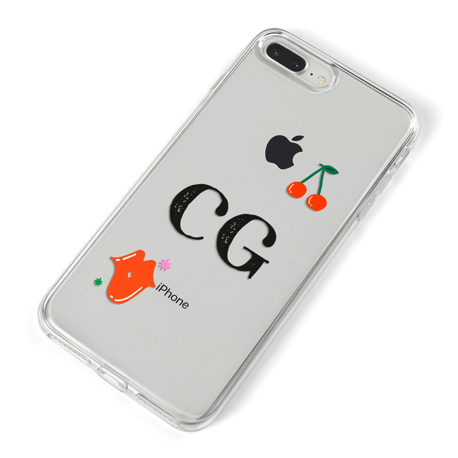 Personalised Initials Cherry iPhone 8 Plus Bumper Case on Silver iPhone Alternative Image