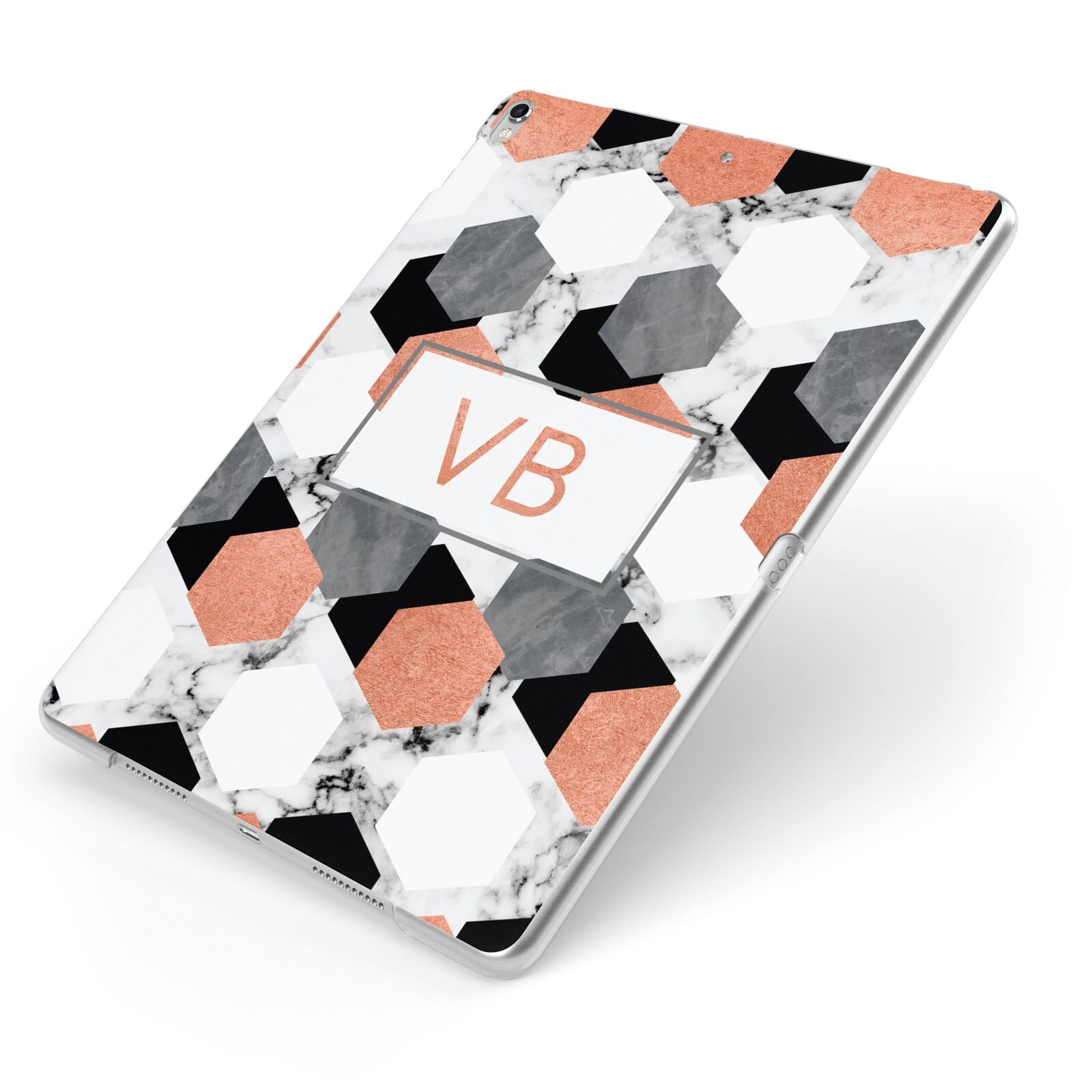 Personalised Initials Copper Marble Apple iPad Case on Silver iPad Side View