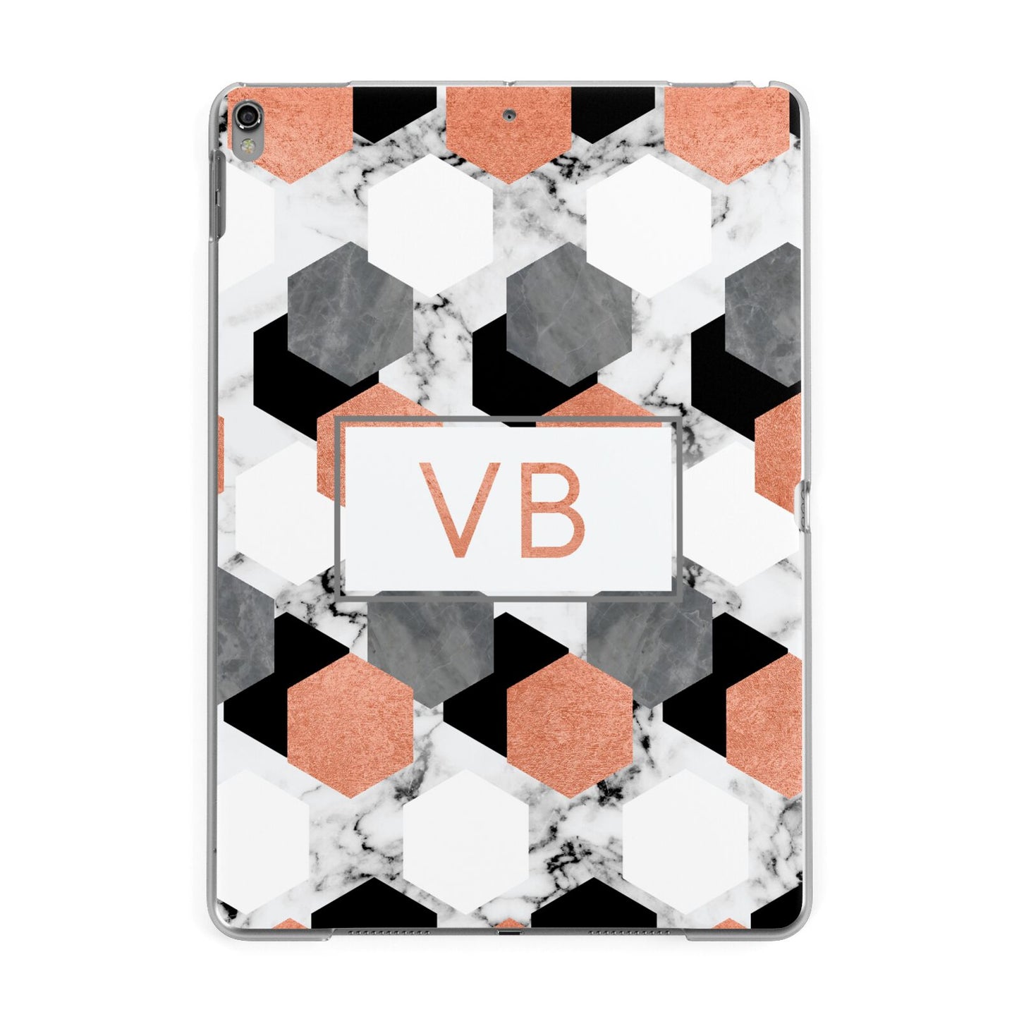 Personalised Initials Copper Marble Apple iPad Grey Case